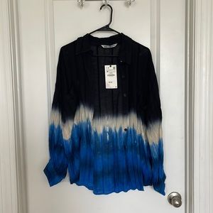 Zara Tie Dye Linen Blend Shirt